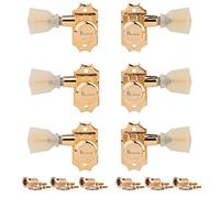 Kluson Revolution DieCast Tuners - 3 per lato - perlato Keystone Button, bloccaggio, Gold