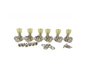 Kluson Revolution DieCast Tuners - 3 per lato - perlato Keystone Button, bloccaggio, Nickel