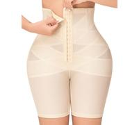 KLVEE Shapewear per le donne controllo della pancia biancheria intima a vita alta body shaper pantaloncini vita trainer sollevamento glutei regolabile, Nudo con i ganci, Large