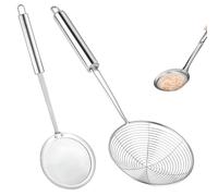 KLVGTIFS 2 Pezzi Schiumarola, Schiumarola a Ragno in Acciaio Inox con Manico, per Cucinare in Cucina, Grigliare, Cuocere a Vapore e Scolare, Lavabile in Lavastoviglie, Diametro: 14 cm