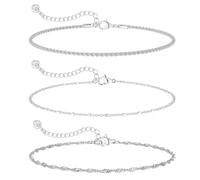 KLVGTIFS 3 Pezzi Braccialetti, Bracciale Donna in Acciaio Inox, Braccialetto Set Impilabile, Regolabile Bracciali per Donna Ragazze Adolescenti Migliore Amico