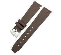 KLVN 18mm 19mm 20mm 21mm 22mm cinturino in gomma per Omega Sxwatch Seamaster Speedmaster Planet Ocean Tissot cinturino in gomma con estremità curva(Brown,18mm)