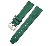 KLVN 18mm 19mm 20mm 21mm 22mm cinturino in gomma per Omega Sxwatch Seamaster Speedmaster Planet Ocean Tissot cinturino in gomma con estremità curva(Green Green,20mm)