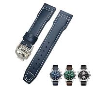 KLVN 20 mm 21 mm Cinturino In Pelle Bovina Adatto per IWC Pilot Orologi Portugieser Bracciali Mark 18 Morbido Cinturino Blu, 20mm, agate