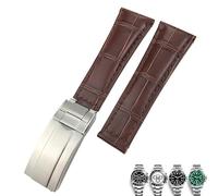 KLVN Cinturino in vera pelle da 20 mm per Rolex Yatch Master Submariner Daytona cinturino nero verde alligatore, 20mm, agata, Marrone