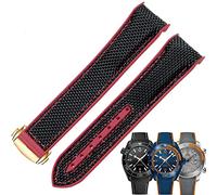 KLVN Cinturino per orologio 20/22mm per Omega 300 SEAMASTER 600 PLANET OCEAN Cinturino per accessori cinturino in nylon con fibbia pieghevole in silicone(Black Red Gold,20mm)