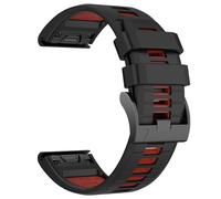 KLVN Cinturino per orologio da 26 mm per Garmin Fenix 7X Pro/ 7X/ 6X/ 6X Pro/Fenix 5X/ 5X Plus/Fenix 3/Fenix 3 HR, cinturino in silicone morbido a montaggio rapido da 26 mm(Black Red)