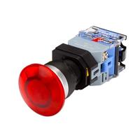 KLVN Interruttore a pulsante illuminato LA38 da 22 mm autobloccante reset a testa piatta interruttore jog 24 220V rosso verde Start manopola a fungo con luce autobloccante (colore: con luce