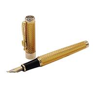KLVN Penna stilografica vintage di lusso per calligrafia, pennino curvo, bella ondulazione con clip a drago, penna a inchiostro in metallo dorato