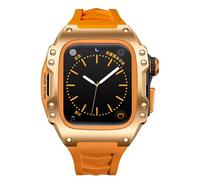 KLVN Per Apple Watch Band 44mm 45mm Custodia protettiva in lega di titanio per iWatch S9 8 7 6 5 4 Cinturino per orologio modificato(Orange,45MM)