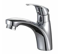 KLVN Rubinetto monocomando per lavabo da bagno cromato ad alta lucentezza, rubinetto ergonomico a leva singola