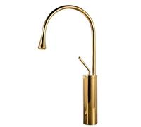 KLVN Rubinetto per lavabo in marmo bianco e oro spazzolato, miscelatore monocomando ad arco alto per bagni in stile scandinavo (I)