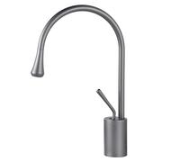 KLVN Rubinetto per lavabo in marmo bianco e oro spazzolato, miscelatore monocomando ad arco alto per bagni in stile scandinavo (K)