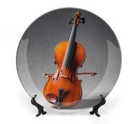 KLWQR Bone China Piatto decorativo Violoncello Modello Kit Piatti decorativi in ceramica con espositore 6 pollici Ornamento in ceramica fatto a mano Decorazione artistica da parete per la casa Cucina