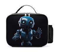 KLWQR Borsa per il pranzo con robot blu, riutilizzabile, isolata, con porta bottiglia d'acqua, portatile, impermeabile, a prova di perdite, per donne, uomini, lavoro, viaggi, picnic