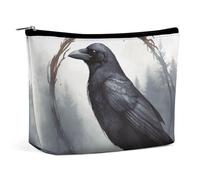 KLWQR Borsa per il trucco con corvo nero, impermeabile, borsa per cosmetici con cerniera, organizer da viaggio per donne, stile, taglia unica