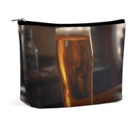 KLWQR Borsa per trucchi a forma di tazza di birra, impermeabile, con cerniera, organizer da viaggio per donne, stile unico, taglia unica