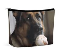 KLWQR Borsa per trucchi con motivo cane che ama il gelato, impermeabile, con cerniera, organizer da viaggio per donne, stile, taglia unica
