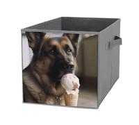 KLWQR Cestini cubici pieghevoli, impermeabili, con manici, a forma di cane che ama il gelato, per casa, armadi, uffici, camere da letto, 1 pezzo