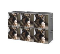 KLWQR Cestini cubici pieghevoli, impermeabili, con manici, a forma di cane che ama il gelato, per casa, armadi, uffici, camere da letto, 6 pezzi