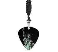 KLWQR Collana con ciondolo a forma di statua della libertà, in acciaio inox, con ciondolo a forma di plettro per chitarra, decorazione per donne e uomini, regalo per amanti della musica, taglia unica