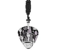 KLWQR Collana con plettro per chitarra, in acciaio inox, con ciondolo a forma di stregoneria, decorazione per donne e uomini, regalo per amanti della musica, taglia unica, acciaio al titanio, no