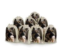 KLWQR Confezione da 8 sacchetti in cotone con coulisse, riutilizzabili, in lino, 12,4 x 17,9 cm, motivo: cane che ama il gelato, sacchetti regalo per gioielli, bomboniere, confezioni fai da te, regali