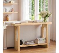 KLWQR Consolle Ingresso Stretta Stile Rustico, Tavolo Consolle con Piano in Legno Massello Spesso, Pannello Portaoggetti a Doppio Strato per Divano, Corridoio(Yellow,120x30x80 cm/47x12x31 in)