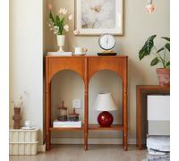 KLWQR Consolle Ingresso Stretta, Tavolo Consolle con Contenitore, Gambe a Colonna Romana e Design ad Arco Retrò Romano per Soggiorno e Corridoio(Orange,60x32x90 cm/24x13x35 in)