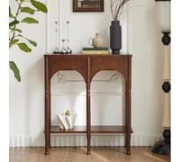 KLWQR Consolle Ingresso Stretta, Tavolo Consolle con Contenitore, Gambe a Colonna Romana e Design ad Arco Retrò Romano per Soggiorno e Corridoio(Brown,60x32x90 cm/24x13x35 in)