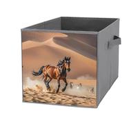 KLWQR Contenitore a cubo pieghevole, impermeabile, con manici, cavalli che corrono nel deserto, contenitore per giocattoli, armadi, uffici, camere da letto, 1 pezzo
