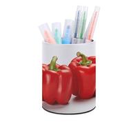 KLWQR Due peperoni rossi campana portapenne portapenne impermeabile portapenne porta pennelli da trucco da donna organizer da scrivania in PU per accessori da scrivania per ufficio domestico