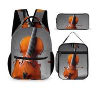 KLWQR Kit modello violoncello zaino per donne uomini zaino leggero impermeabile set con portapranzo astuccio da viaggio zaino per laptop zaino casual zaini, stile, taglia unica