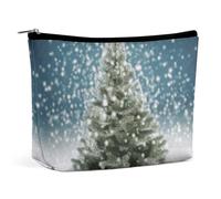 KLWQR Merry Christmas Pine Tree Makeup Bag per borsa impermeabile cosmetici borsa per trucco con cerniera borsa da viaggio organizer per donne signore