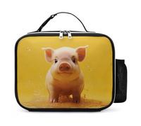 KLWQR Piggy Is Jumping - Borsa termica per il pranzo, riutilizzabile, con porta bottiglia d'acqua, portatile, impermeabile, a prova di perdite, per donne e uomini, lavoro, viaggi, picnic