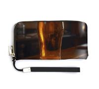 KLWQR Portafogli in pelle impermeabile con cerniera intorno a una tazza di birra porta carte di credito pochette per donne signore