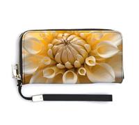 KLWQR Portafogli in pelle impermeabile con cerniera intorno alla pochette bianca dalia porta carte di credito pochette per donne signore
