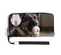 KLWQR Portafogli in pelle impermeabile con cerniera intorno alla pochette con cane che ama il gelato porta carte di credito pochette per donne signore