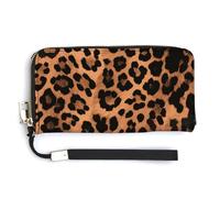 KLWQR Portafogli in pelle impermeabile con cerniera intorno alla pochette con motivo leopardato porta carte di credito pochette per donne