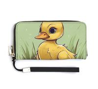 KLWQR Portafogli in pelle impermeabile con cerniera intorno alla pochette Little Duck con occhi azzurri porta carte di credito pochette per donne