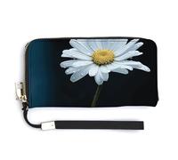 KLWQR Portafogli in pelle impermeabile con cerniera intorno alla pochette singola margherita fiore porta carte di credito pochette per donne signore