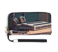 KLWQR Portafoglio in pelle impermeabile con cerniera intorno alla pochette registratore con cuffie, porta carte di credito, pochette per donne e donne