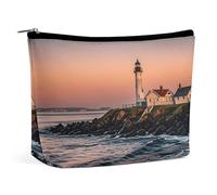 KLWQR Portland River Lighthouse Sunrise Trousse per trucchi impermeabile trousse per cosmetici con cerniera borsa da viaggio organizer per donne signore, stile, taglia unica