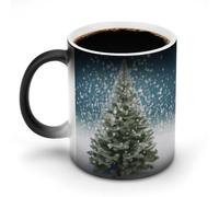 KLWQR Tazza da caffè da 325 ml in ceramica che cambia colore, tazza da caffè sensibile magica Merry Christmas Pine Tree tazza da caffè tazza da tè per donne uomini