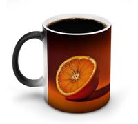 KLWQR Tazza da caffè da 325 ml in ceramica che cambia colore, tazza da caffè sensibile magica mezza tazza arancione tazza da tè per donne e uomini