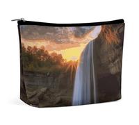 KLWQR Waterfall at Sunset - Trousse per trucchi impermeabile con cerniera, organizer da viaggio per donne, stile unico, taglia unica