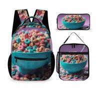 KLWQR Zaino con cereali in ciotola, per donne e uomini, leggero e impermeabile, con portapranzo, astuccio da viaggio, zaino per computer portatile, casual, stile, taglia unica