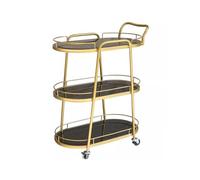KLYDBMYT Carrello bar in acciaio inox, carrelli bar mobili, carrello multiuso in metallo, con ripiani portaoggetti a 3 livelli, per cucina e sala da pranzo (oro)