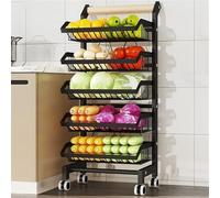 KLYDBMYT Carrello per Snack, Carrello per Frutta e Verdura a 5 Ripiani, scaffale per la conservazione delle Verdure in Cucina, per casa, Ufficio, supermercato (Nero)