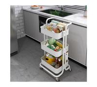 KLYDBMYT Carrello portaoggetti piccolo, con ripiani intercambiabili, per camera da letto, cucina e soggiorno, con ripiani multistrato per snack, con ripiani mobili e ruote (bianco)